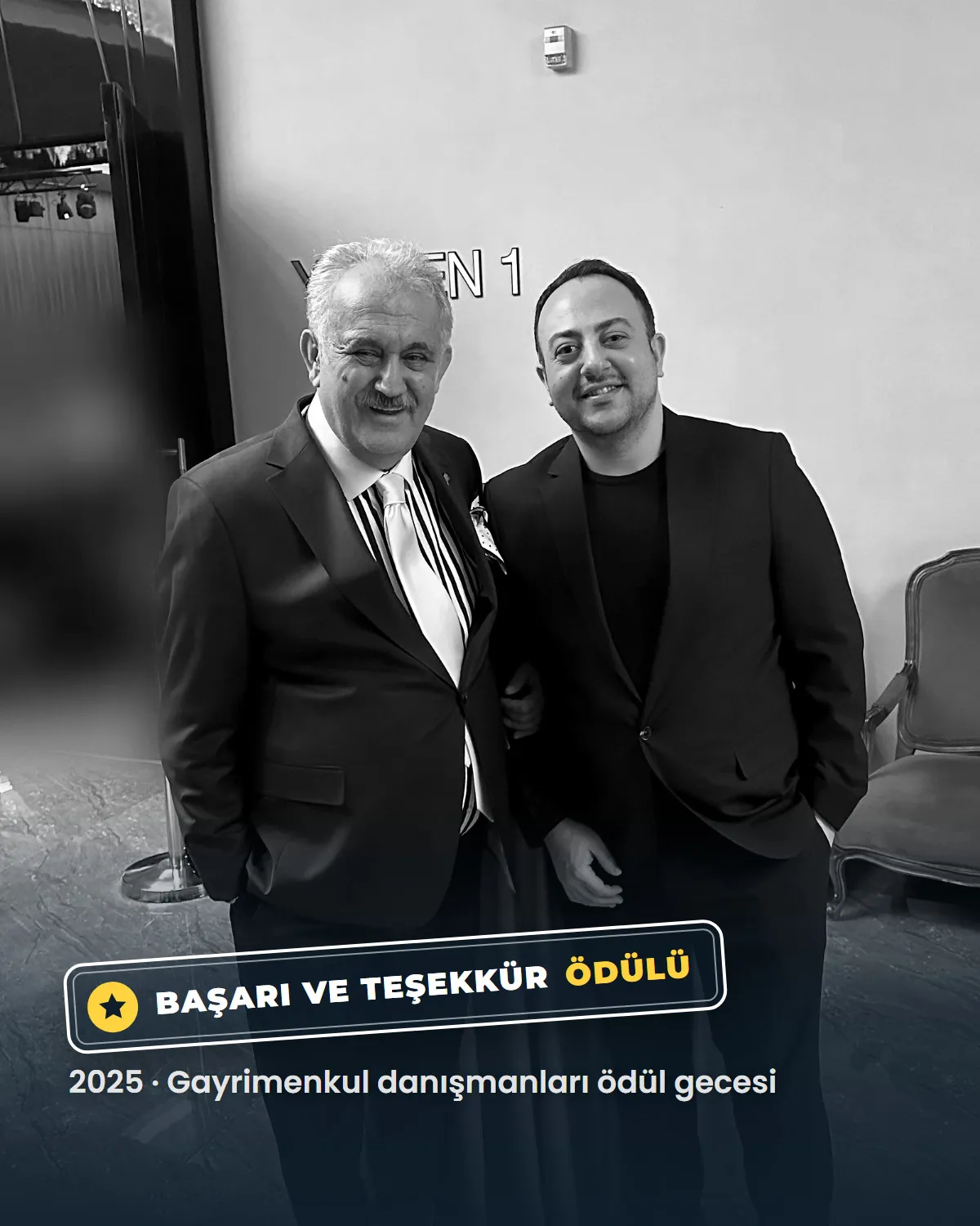 2025, gayrimenkul danışmanları ödül gecesi: Sercan Deniz Başarı ve Teşekkür Ödülü ile.